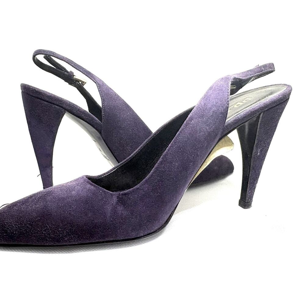 $895 PRADA CALZATURE DONNA INDACO LEATHER SUADE POINTED TOE HEEL SIZE EU 37/US 7
